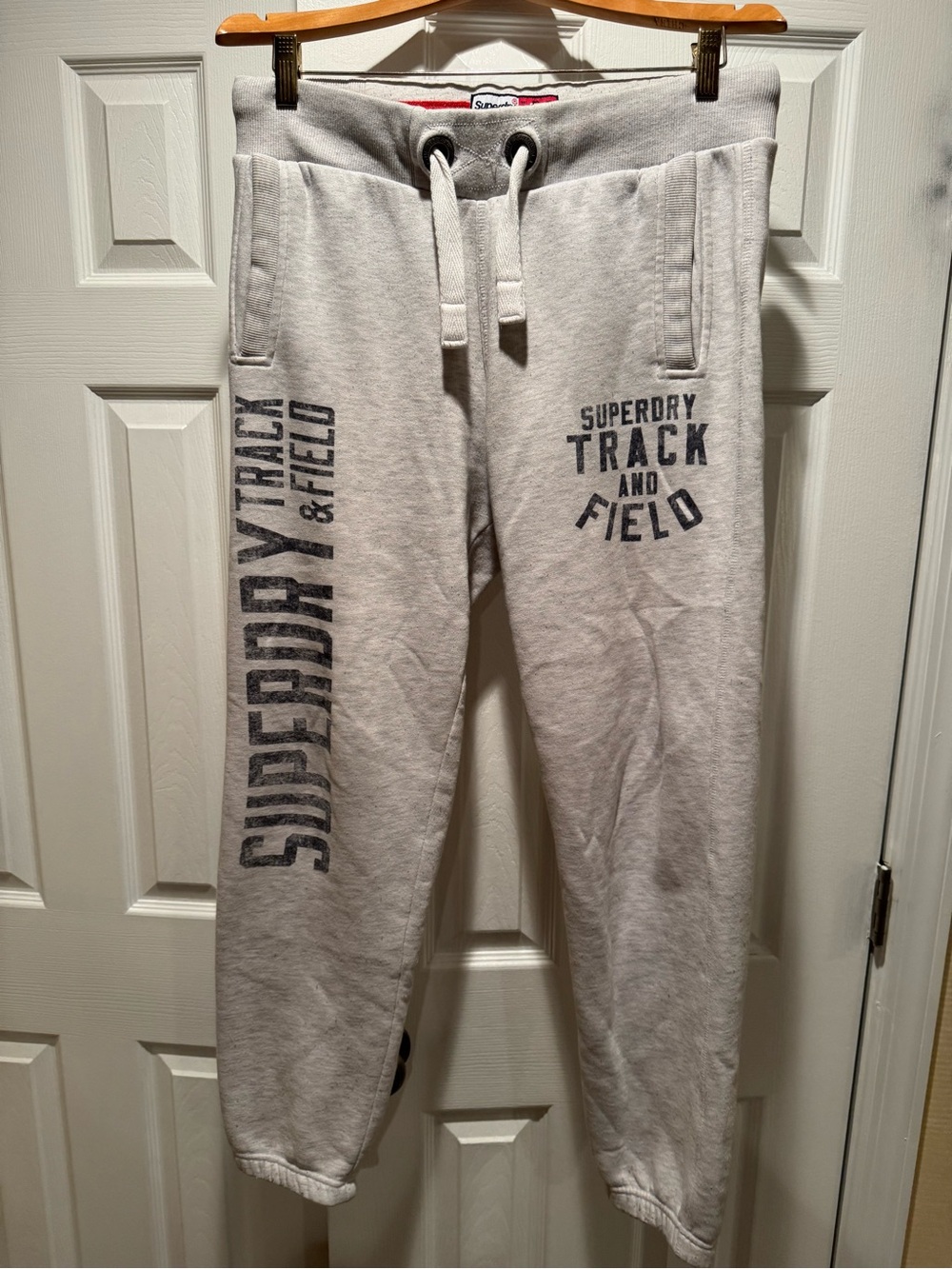 Superdry Light Gray Track & Field Sweatshirt with Red Trim